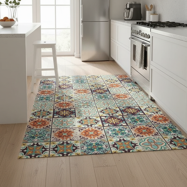 Tapis Cuisine mosaïque rétro antidérapant