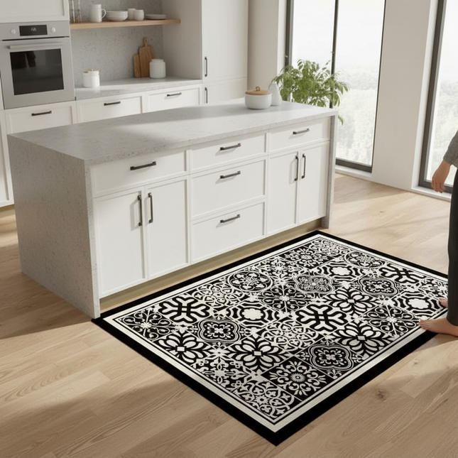 Carpet for Kitchen Pvc Floor Mat Large Size Waterproof Non-slip Carpets Leather Anti-oil Foot Mats Retro Home Decoration Rug