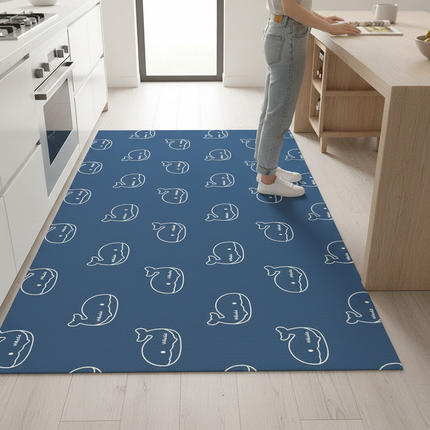 Tapis Cuisine bleu baleines antidérapant