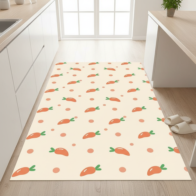 Kitchen Rug Cute Cartoon Style Carpet Waterproof Oil-proof Floor Mat Pvc Leather Non-slip Mats Large Area Home Decoration Rugs