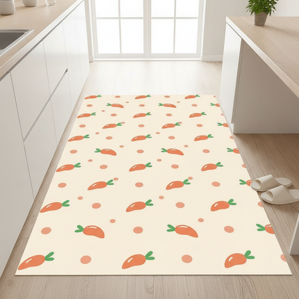 Kitchen Rug Cute Cartoon Style Carpet Waterproof Oil-proof Floor Mat Pvc Leather Non-slip Mats Large Area Home Decoration Rugs