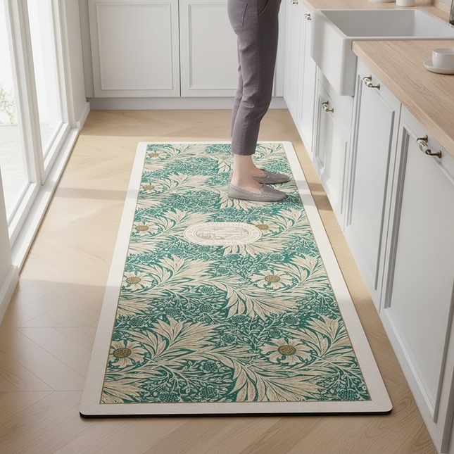 Kitchen Floor Mat Leather Pvc Carpet Waterproof Oil-proof Foot Mats Home Decoration Flower Floral Rug Кухонный Ковер 주방바닥매트