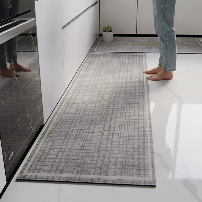 Rug for Kitchen Floor Mat Runner Long Carpet PVC Waterproof Leather Foot Mats Anti-slip Carpets Gray Home Decor Rugs 주방 카펫