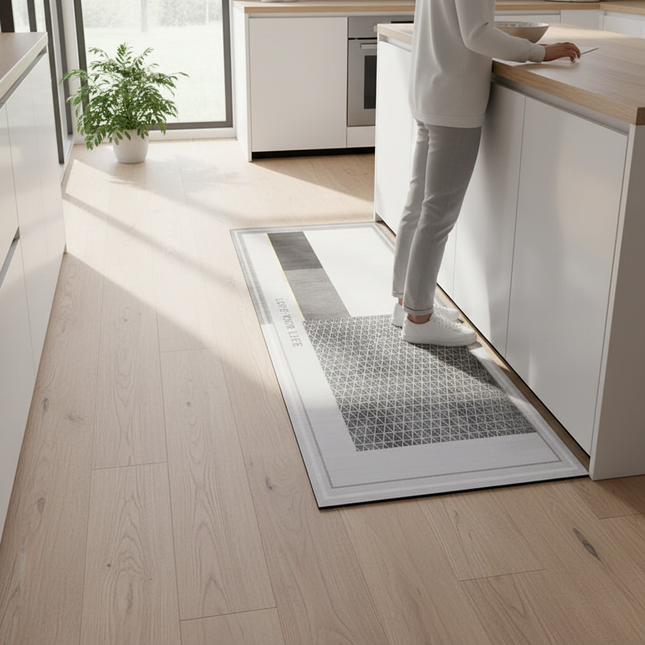 Rug for Kitchen Floor Mat Runner Long Carpet PVC Waterproof Leather Foot Mats Anti-slip Carpets Gray Home Decor Rugs 주방 카펫