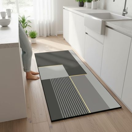 Rug for Kitchen Floor Mat Runner Long Carpet PVC Waterproof Leather Foot Mats Anti-slip Carpets Gray Home Decor Rugs 주방 카펫