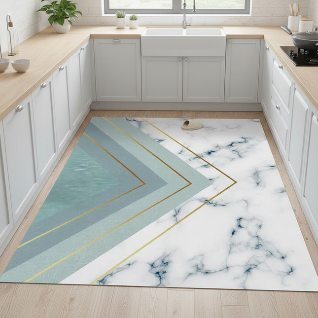 Tapis Cuisine marbré géométrique moderne