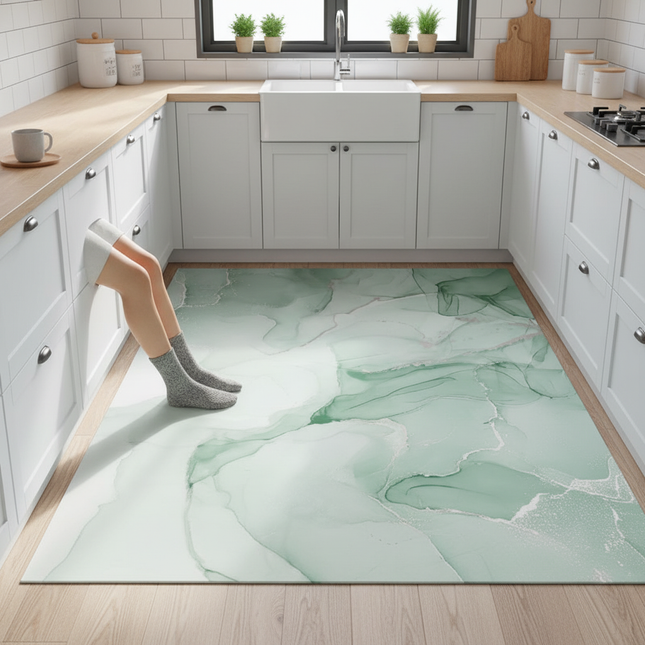 Modern Kitchen Pvc Leather Floor Mat Home Heat Resistant Oil-proof Rugs Large Area Rug Non-slip Washable Carpets for Living Room