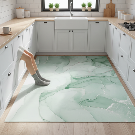 Modern Kitchen Pvc Leather Floor Mat Home Heat Resistant Oil-proof Rugs Large Area Rug Non-slip Washable Carpets for Living Room
