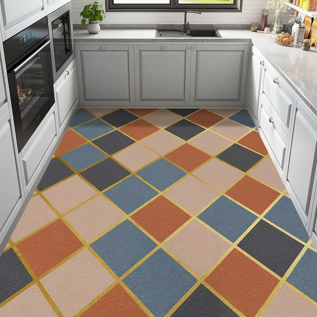 Modern Kitchen Pvc Leather Floor Mat Home Heat Resistant Oil-proof Rugs Large Area Rug Non-slip Washable Carpets for Living Room