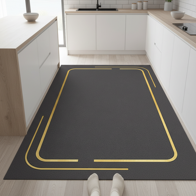 Simple Anti-fouling and Oil-proof Kitchen Mat Home Large Area Wear-resistant Rug Washable Pvc Leather Carpet for Living Room