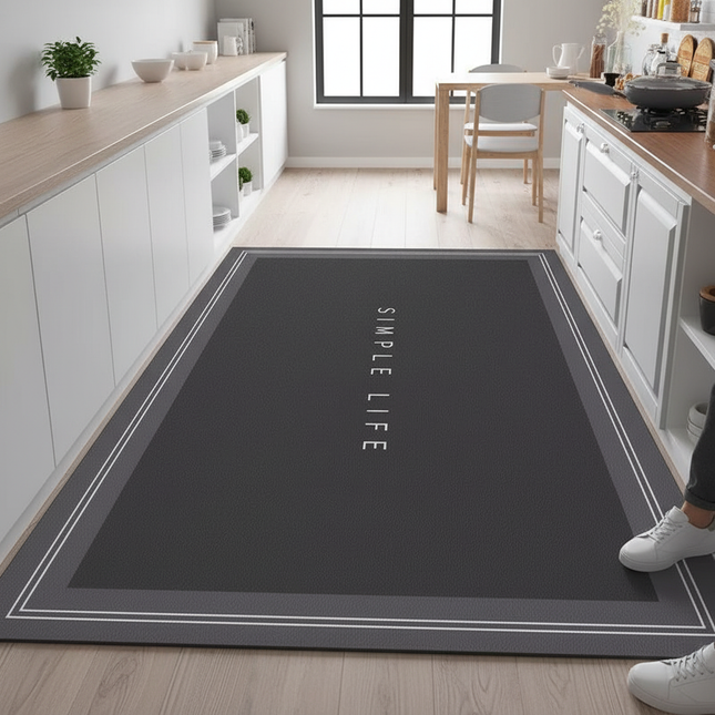 Simple Anti-fouling and Oil-proof Kitchen Mat Home Large Area Wear-resistant Rug Washable Pvc Leather Carpet for Living Room