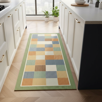 Tapis Cuisine patchwork multicolore antidérapant artistique
