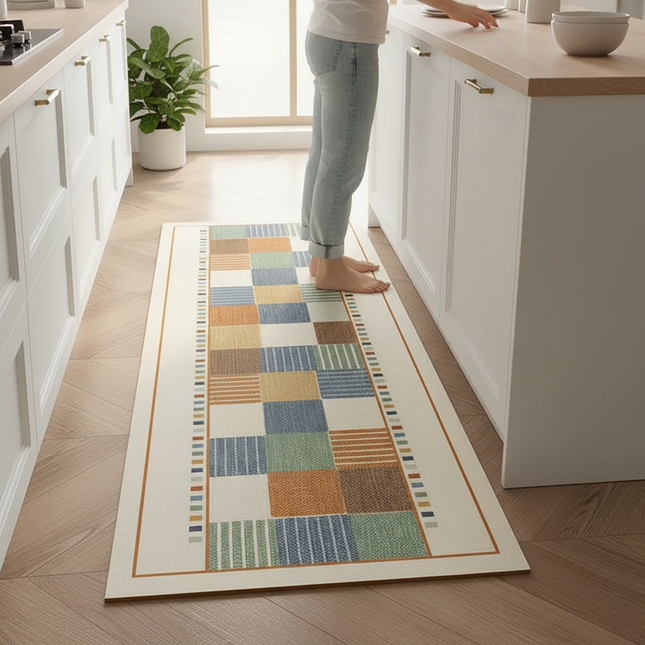 Kitchen Floor Mat Waterproof Oil-proof PVC Leather Carpet Non-slip Vintage Nordic Rug 주방매트 Коврик Для Кухни Alfombras De Cocina