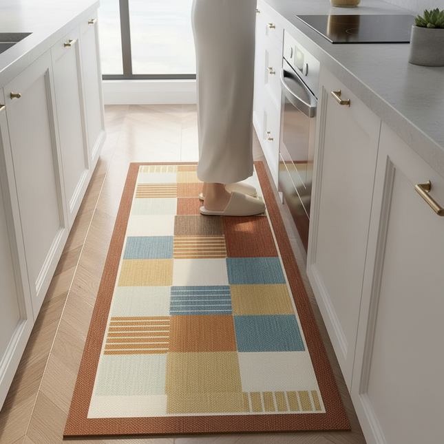 Kitchen Floor Mat Waterproof Oil-proof PVC Leather Carpet Non-slip Vintage Nordic Rug 주방매트 Коврик Для Кухни Alfombras De Cocina