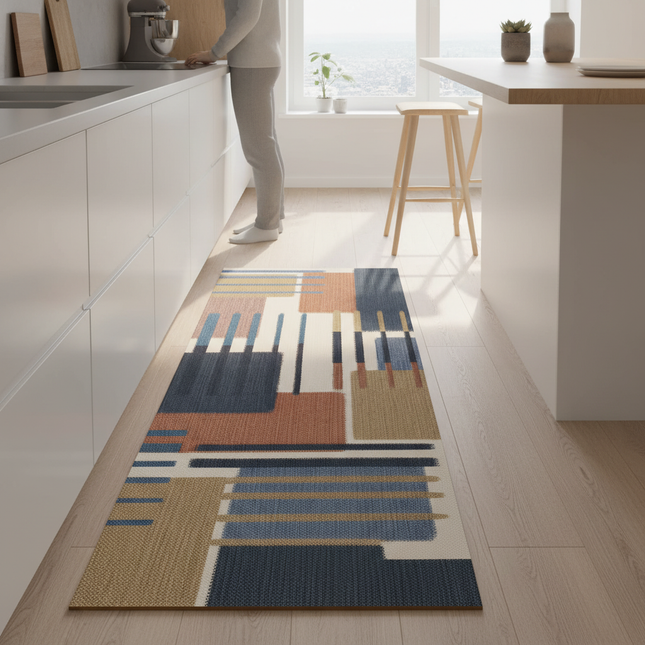 Tapis Cuisine géométrique moderne antidérapant épuré design