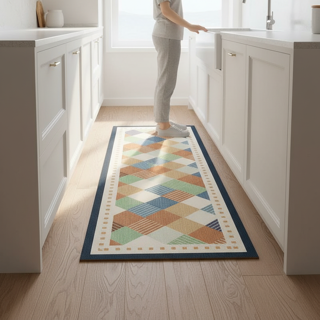 Kitchen Floor Mat Waterproof Oil-proof PVC Leather Carpet Non-slip Vintage Nordic Rug 주방매트 Коврик Для Кухни Alfombras De Cocina