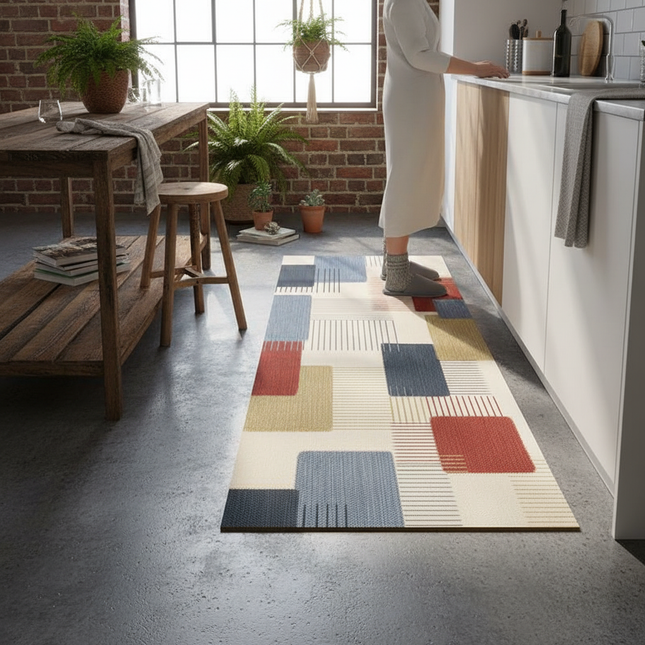 Kitchen Floor Mat Waterproof Oil-proof PVC Leather Carpet Non-slip Vintage Nordic Rug 주방매트 Коврик Для Кухни Alfombras De Cocina