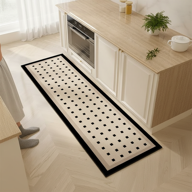 Kitchen Floor Mat L-shaped Pvc Leather Rug Waterproof Non-slip Wear-resistant Carpet Home Decoration Foot Mats 주방 카펫 שטיח למטבח
