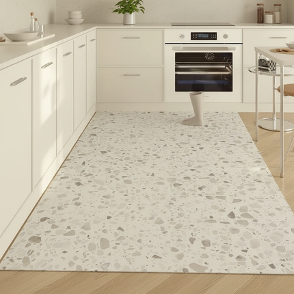 Tapis Cuisine terrazzo gris clair antidérapant
