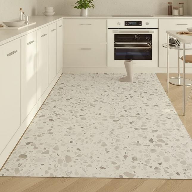 Tapis Cuisine terrazzo gris clair antidérapant