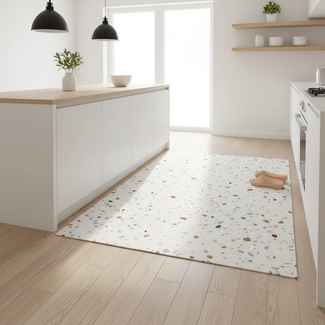 Kitchen Carpet Non-slip Waterproof Leather Floor Mat Imitation Marble Texture Color Large Size Rug PVC Home Decoration Foot Mats