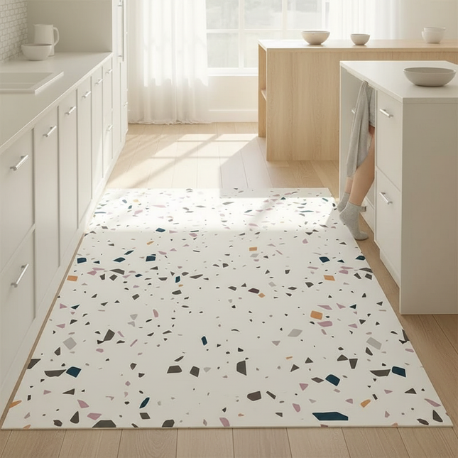 Tapis Cuisine motif terrazzo multicolore antidérapant moderne