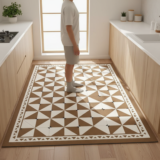 American Style Leather Kitchen Floor Mats Bathroom Non-slip Large Area Rugs Home Decoraction Waterproof and Oil Proof Carpets