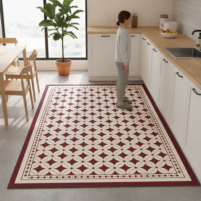 American Style Leather Kitchen Floor Mats Bathroom Non-slip Large Area Rugs Home Decoraction Waterproof and Oil Proof Carpets