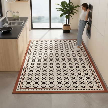 Tapis Cuisine carreaux ciment antidérapant classique