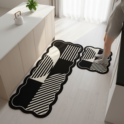 Tapis Cuisine géométrique moderne antidérapant raffiné durable