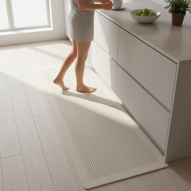 Tapis Cuisine long crème antidérapant