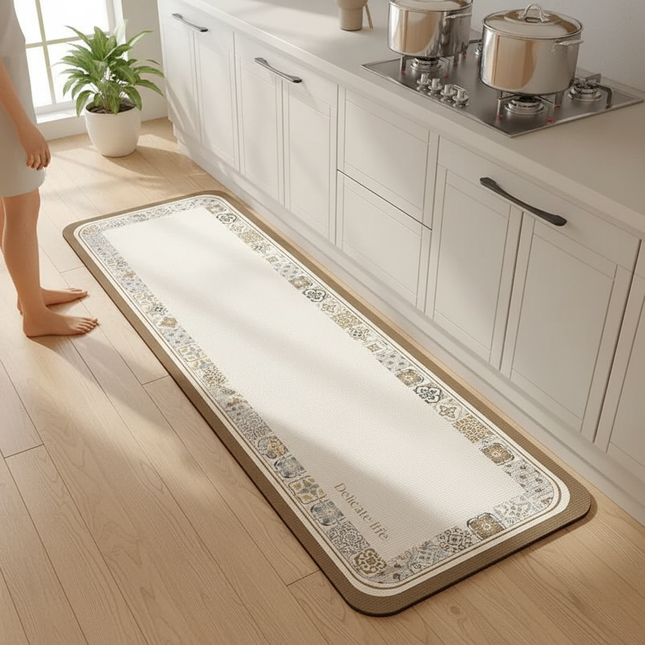 Tapis Cuisine beige motif absorbant