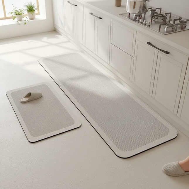 Tapis Cuisine beige minimaliste antidérapant moderne