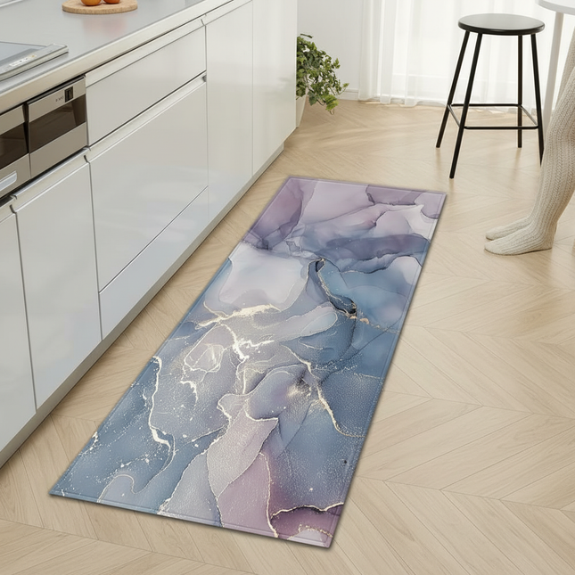 Tapis Cuisine motif abstrait bleu-violet design