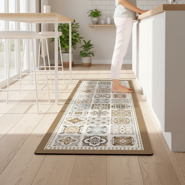 Kitchen Carpet Anti-slip Oil-proof Dirt-resistant Rug PVC Leather Waterproof Floor Mats Long Size Flower Home Decoration Mat 양탄자