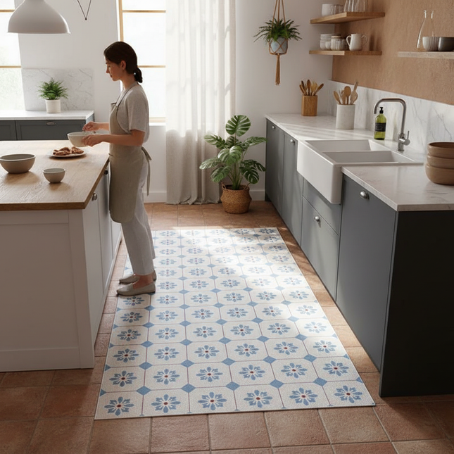 Tapis Cuisine Carreaux Ciment Antidérapant