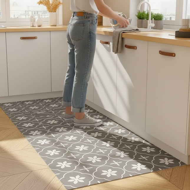 Kitchen Floor Mat Vinyl Carpet Pvc Leather Mats Waterproof Oil-proof Large Rug Home Decoration Non-slip 주방 발매트 대형주방매트 Для Кухни - gallery 1