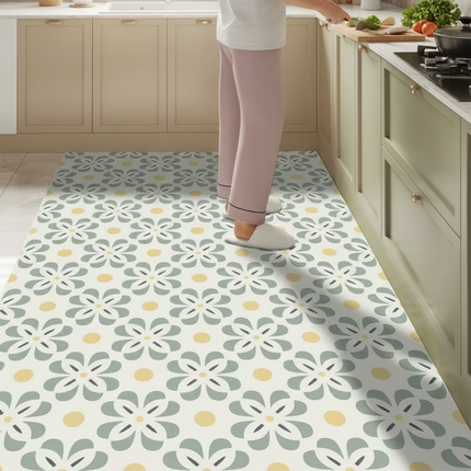 Tapis Cuisine motif floral antidérapant