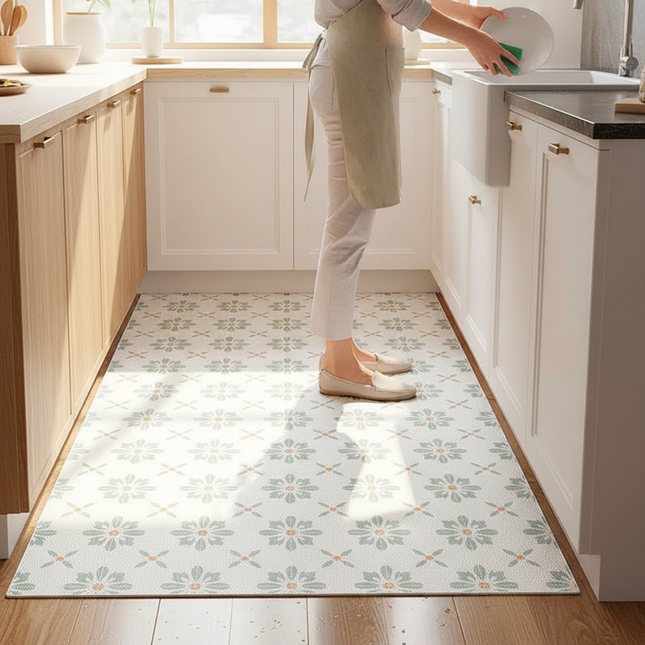 Tapis Cuisine floral moderne lavable
