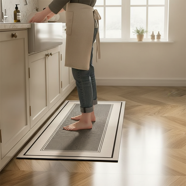 Kitchen Pvc Floor Mat Leather Waterproof Non-slip Carpet Oil-proof Foot Mats Pink Flower Pattern Home Decoration Rug Vinyl Rugs - gallery 1