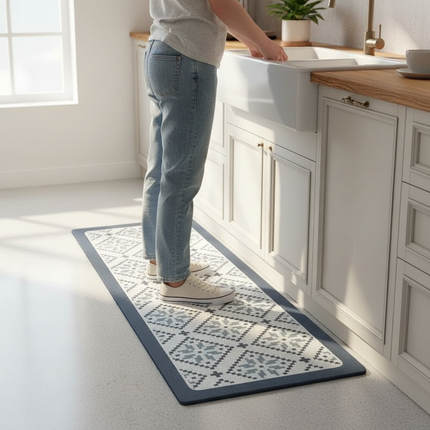 Kitchen Pvc Floor Mat Leather Waterproof Non-slip Carpet Oil-proof Foot Mats Pink Flower Pattern Home Decoration Rug Vinyl Rugs - gallery 1