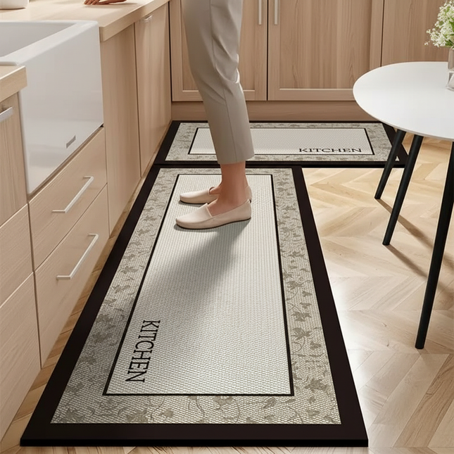 Tapis Cuisine Crème motif floral antidérapant