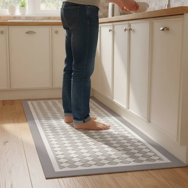 Tapis Cuisine rétro gris antidérapant