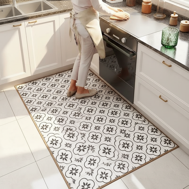 Minimalist Style Carpets Pvc Leather Washable Carpet Living Room Bedroom Cloakroom Rugs Balcony Kitchen Waterproof Non-slip Rug - gallery 1