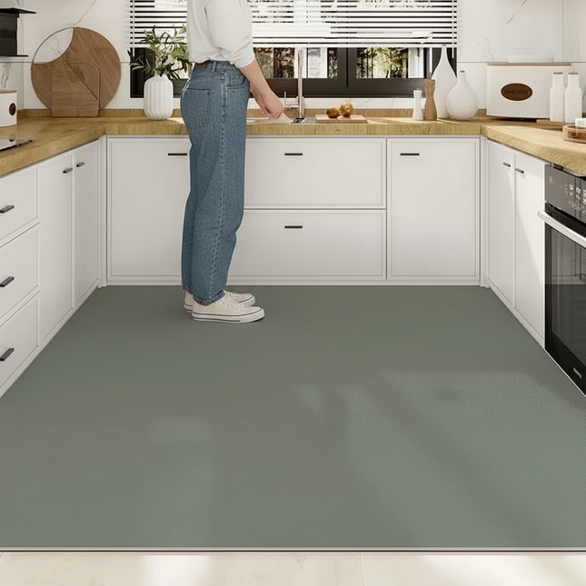 Kitchen Carpet, Waterproof PVC Floor Mats, Non-Slip Leather Mat, Solid Color, Home Decoration, Big Size, Custom Rug - gallery 1