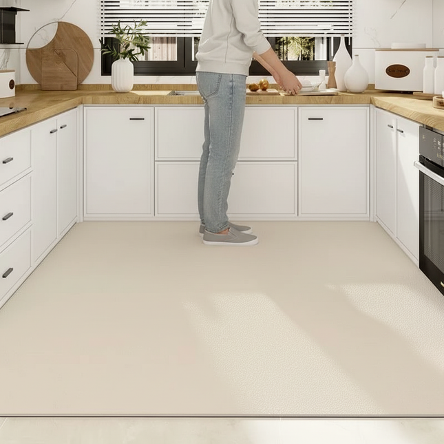 Tapis Cuisine beige uni antidérapant sobre