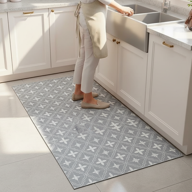 Tapis Cuisine Gris Motif Lavable