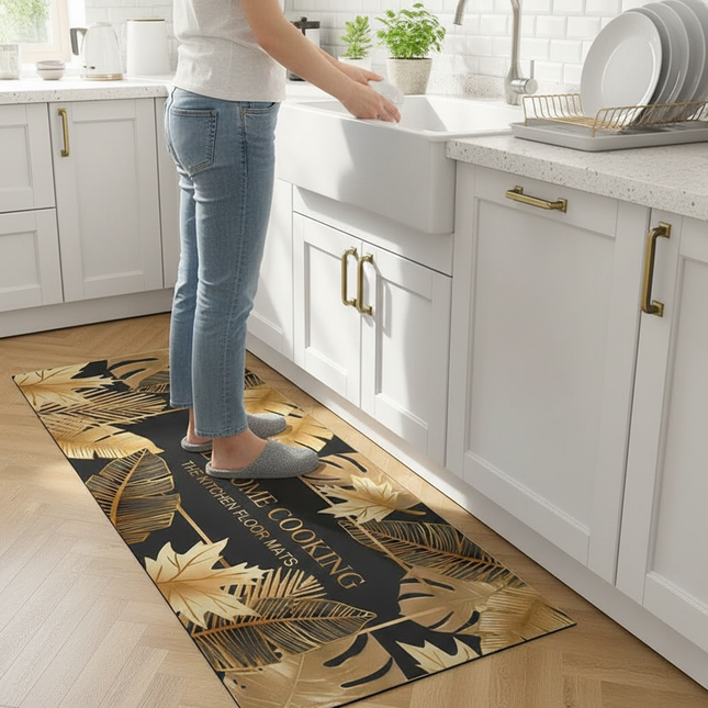 Carpet for Kitchen Pvc Leather Non-slip Floor Mat Waterproof Oil-proof Foot Mats Long Rug Green Plants Home Decoration Rugs - gallery 1