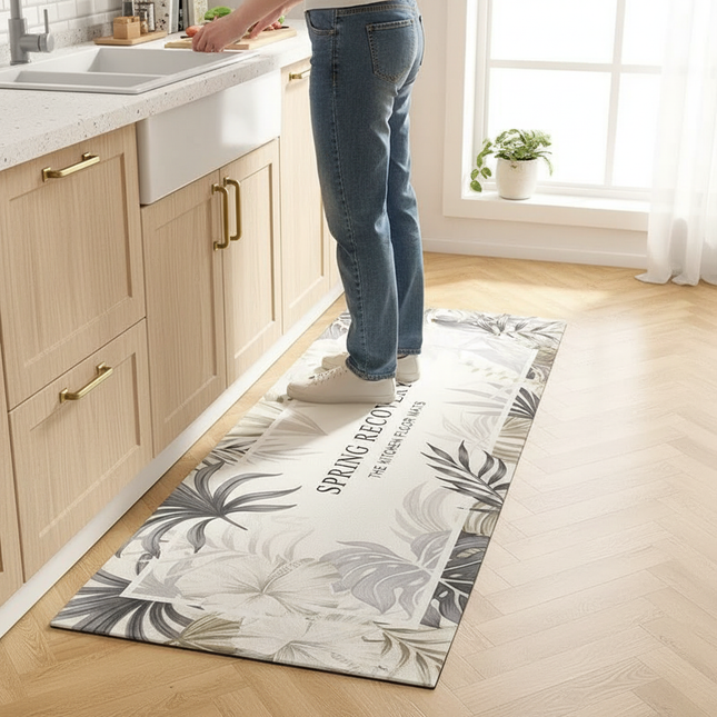 Carpet for Kitchen Pvc Leather Non-slip Floor Mat Waterproof Oil-proof Foot Mats Long Rug Green Plants Home Decoration Rugs - gallery 1