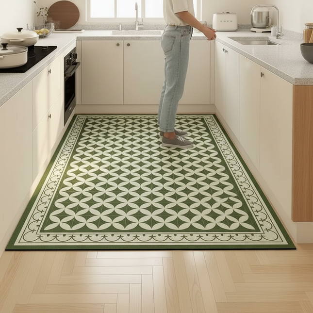 Kitchen Floor Mat Waterproof Large Carpet Pvc Leather Non-slip Oil-proof Foot Mats Home Decoration Rug Alfombra De Cocina 주방 깔개 - gallery 1